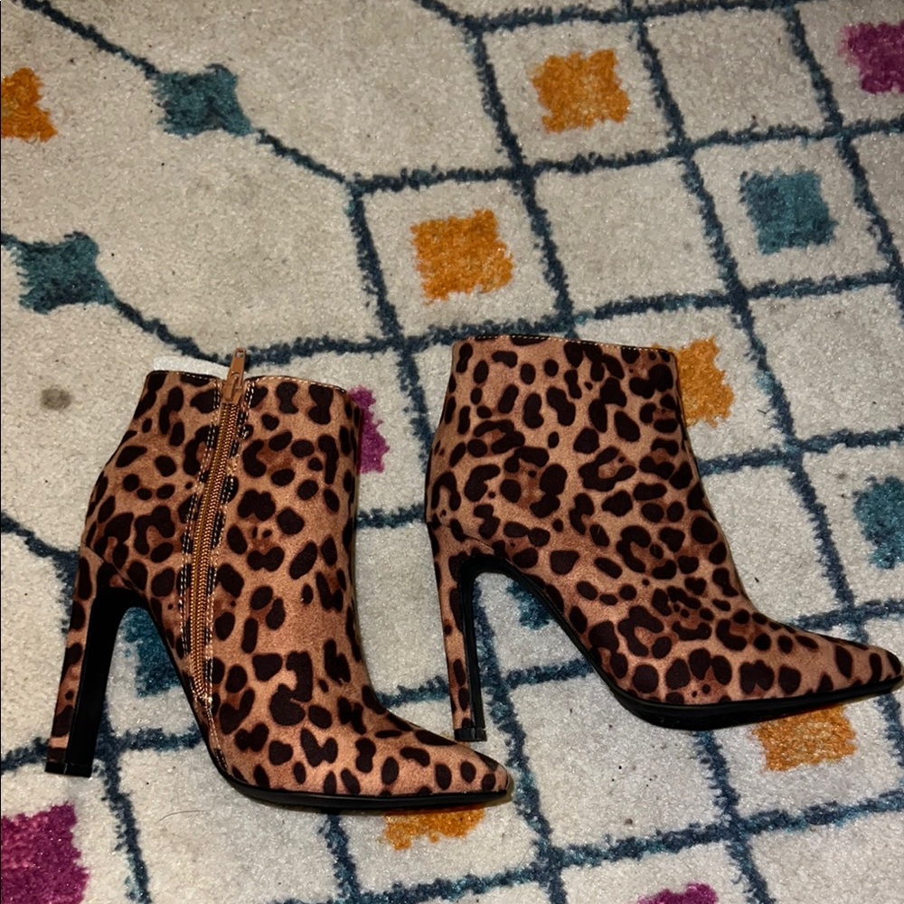 Fashion Nova Leopard Print Heeled Boots